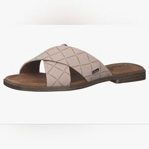 s.Oliver Leather Soft Foam Rose Brown Slide Flats Sandal Sz 42/11 Slip On Boho